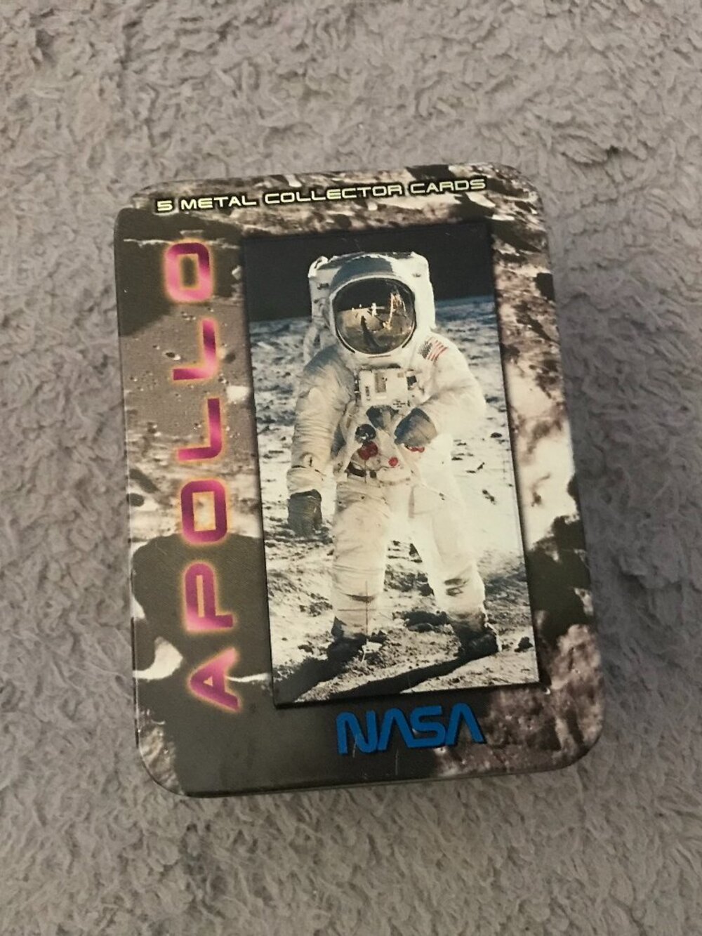 NASA Apollo Metal Collector Cards Set of 5 with Tin